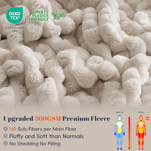 PHF Luxury Soft Fleece Blanket King Size, No Shed No Pilling, 380GSM Fluffy Cozy Throw Blankets for Bed, 108"x90",Lightwei...