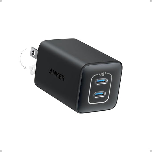 Anker Nano 47W USB C Charger, 2 Port Compact Foldable GaN Charger for iPhone 17 / 16, Galaxy, Pixel, Compatible with MagSa...