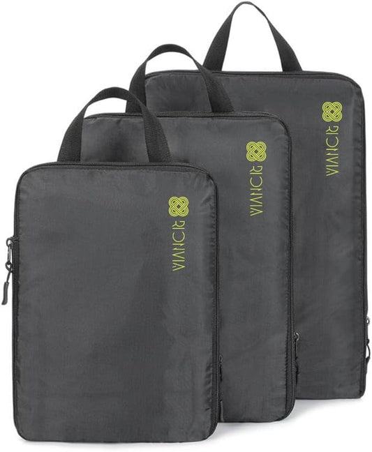 Rionvia 3-Piece Compression Packing Cubes Set – Lightweight Waterproof Luggage Organizers with Handles and Zippers, Space-...