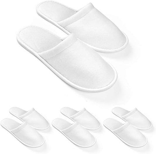 LYARCHTE 4 Pairs Disposable Slippers For Guests, Bulk White Slipper Pack For Hotel, Spa, Travel, Shoeless Home, Fits up to...