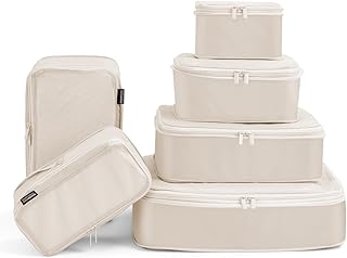 Compression Packing Cubes for Travel, 6-Piece Set (Large/Medium/Small), Double-Zip Luggage Organizers for Suitcase & Carr...