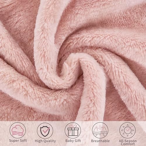 Pro Goleem Fleece Baby Blankets for Girls with 2 Inch Satin Trim, Super Soft Plush Receiving Blanket for Infant Toddler Ne...