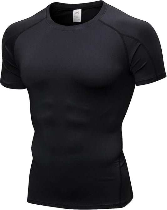 SPVISE Men's Compression Shirts Short Sleeve Workout Gym T-Shirt Running Tops Cool Dry Sports Base Layer Athletic Undershirts