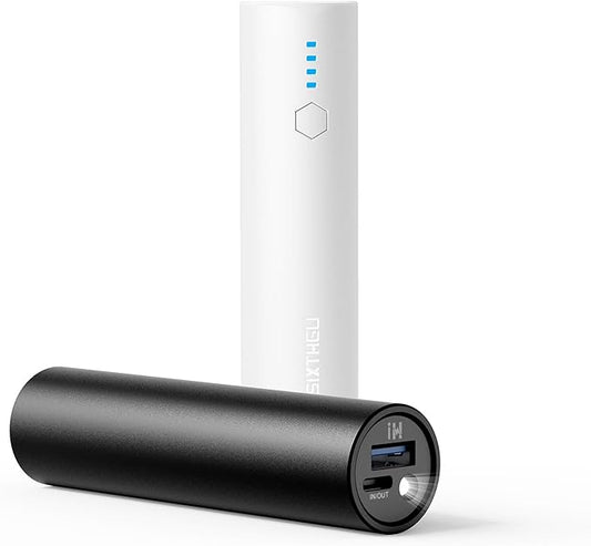SIXTHGU Portable Charger, 5000mAh Mini Power Bank, S03 2-Pack Pocket Size Fast Charging USB-C (in&Out) Compatible with iPh...