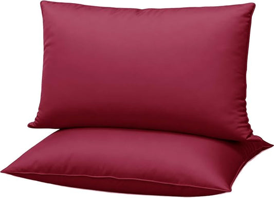 Gooeb Flat Ultra Thin Bed Pillows Queen Size Pillow Set of 2 Extra Soft Down Alternative for Stomach Side Back Sleeper Bur...