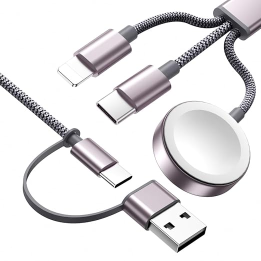 Travel Essentials, Multi Fast Charging Cable for Apple Watch Charger/iPhone Charger, 3 in 2 USB C Cable Cord Compatible wi...