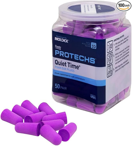Flents Protechs Foam Ear Plugs, 50 Pair for Sleeping, Snoring, Loud Noise, Traveling, Concerts, Construction, Studying, Wo...
