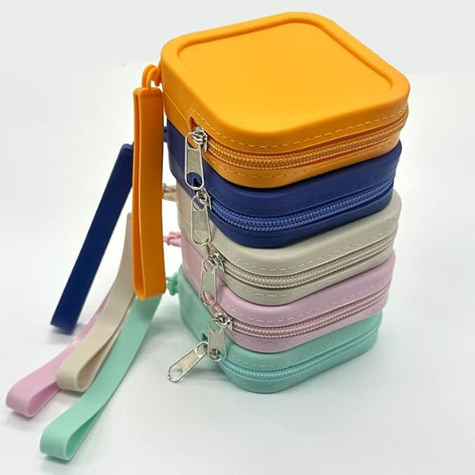 1PC Multifunctional Silicone Storage Bag for Lipstick, Cards, Earphones and Keys, Pink