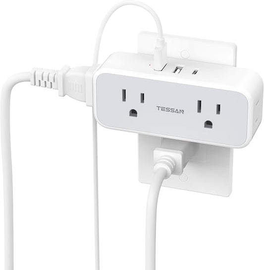 Surge Protector Outlet Extender, TESSAN Multi Plug Splitter with 4 Electrical Outlets 3 USB Ports(1 USB C), Multiple Plug ...