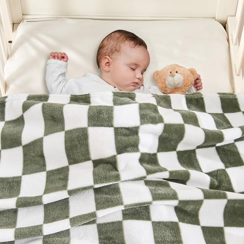 Yurhap Checkered Baby Blanket Fleece Baby Blankets for Boys, Ultra Soft Cozy Fluffy Infant Toddler Newborn Receiving Blank...