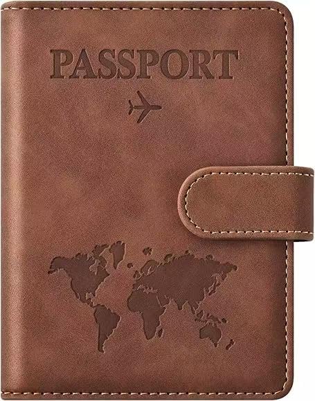 Travel essential passport clip, travel essential accessory passport wallet cover, men's and women's passport clip(brown)