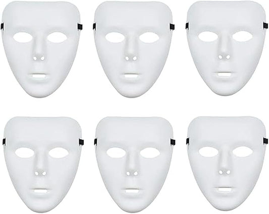 BLLTYY 6 Pcs Halloween Mask, Cosplay Mask for Halloween Masquerade,Scary White Face Masks, Full Face Plastic Plain Costume...