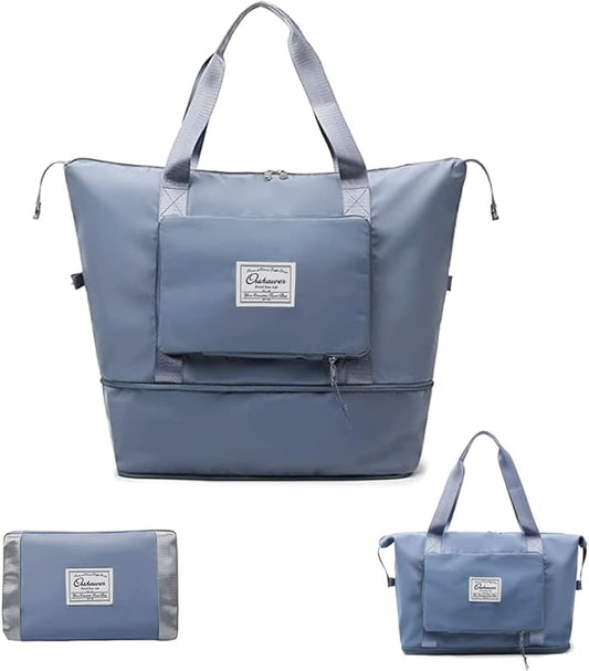 Orshawer Large Capacity Foldable Travel Bag Expandable Portable Carry on Bag Dry&Wet Separation Sports Duffel Bags