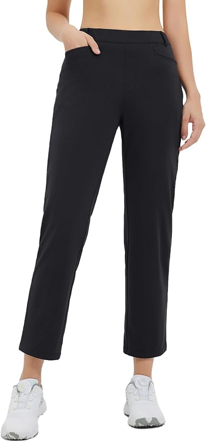 baleaf Women's Golf Pant Winter Fleece Lined Pants with Belt Loops Pockets Travel Work Casual