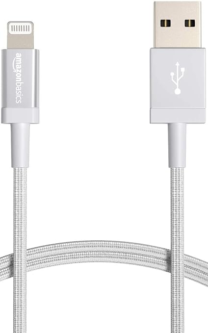 Amazon Basics USB-A to Lightning Charger Cable, Nylon Braided Cord, MFi Certified Charger for Apple iPhone 14 13 12 11 X X...