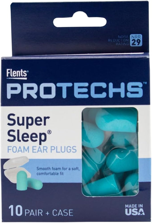 Flents Protechs Reusable Super Sleep Ear Plugs, Ideal For Loud Noise, Reduces Pressure And Background Noise, 10 Pairs With...