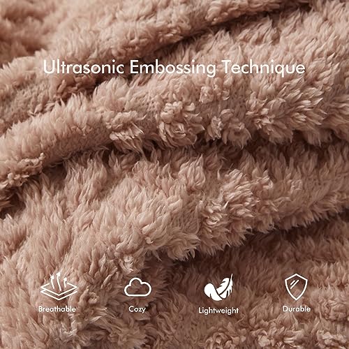 Royoliving Fuzzy Sherpa Wearable Fleece Blanket with Pockets for Adults, Ultra Soft Plush Shawl Throw Blankets (Blush, 5...