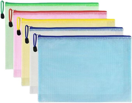5 Pcs Mesh Zipper Pouch Bags, Plastic Zipper Bags Waterproof Zipper Pouches for Organization, Multipurpose for Travel, Sch...