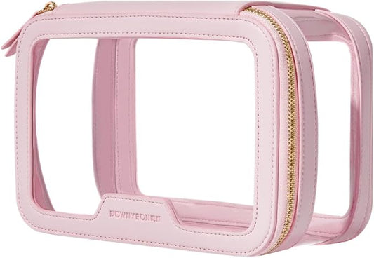 ROWNYEON Clear Makeup Case Toiletry Bag Multipurpose Travel Makeup Train Case Portable Cosmetic Organizer Transparent Stor...