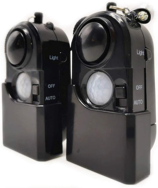 HITBEAT 2 Packs Portable Mini Motion Detector Alarm-120DB Ear-Piercing Siren-SOS LED Light, Hotel Door Room Security Devic...
