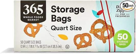 365 by Whole Foods Market, Quart Size Storage Bags, Double Zipper, 50 Count