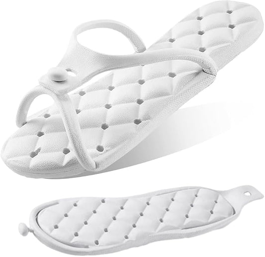 OULIGET Foldable Travel Shower Shoes with Holes,Dry Quickly Non Slip Bath Slippers,Portable Hotel Lightweight Sandals for ...