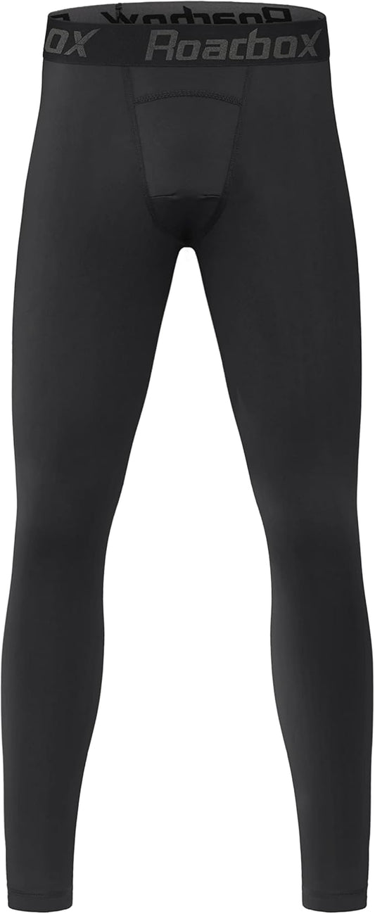 Roadbox Boys Compression Pants Youth Quick Dry Spandex Tights Leggings for Running Football Basketball