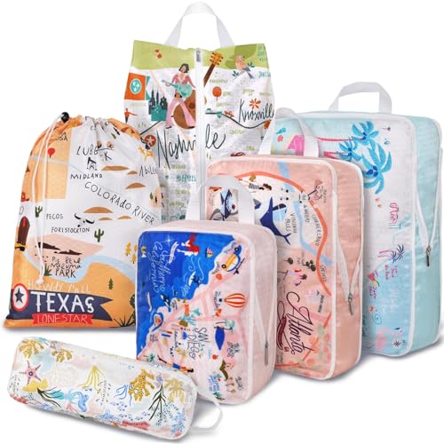 beautype 6 Set Compression Packing Cubes Compressed Storage Bags for Carry on Suitcases Packaging Luggage Bags Organizers ...