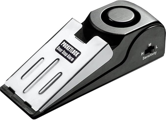 PocketLock Door Stop Alarm with 120 dB Siren – Portable Travel Door Stopper Alarm Wedge for Hotel, Apartment & Dorm Securi...