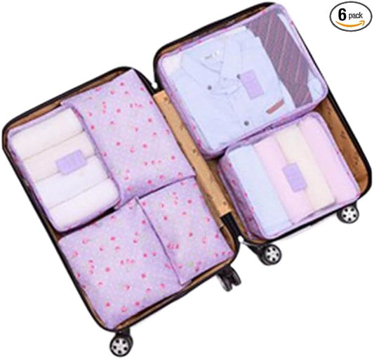 Fxkoolr Travel Packing Cubes Lightweight, 6 Set Luggage Organizers for Suitcase, Travel Accessories Bags for Clothes Shoes...