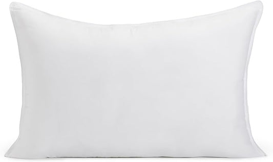 Amazon Basics Down Alternative Bed Pillow, Medium Density for Back and Side Sleepers, Queen - Pack of 2, White, 30 in L x ...