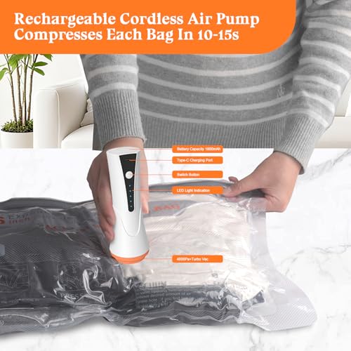 Vacuum Storage Bags for Travel with Pump - 12 Pack Vacuum Seal Bags for Clothing, Blankets, Bedding, Seasonal Storage, 80%...