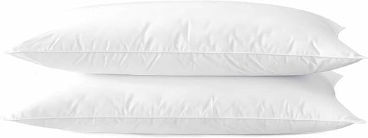 Ultra Thin Flat Soft Bed Pillows Standard Size Set of 2 Pack for Sleeping 20"x26", Hypoallergenic Skin Friendly Machine Wa...