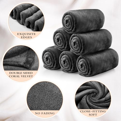 Tinideya 6 Pcs Flannel Fleece Throw Blanket Bulk 50 x 60 Inch Soft Fleece Blanket Warm Throw Blanket Coral Blankets for Co...