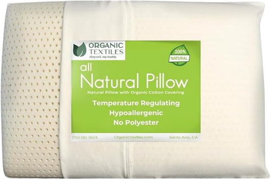OrganicTextiles Natural Latex Pillow with Organic Cotton Cover (Standard Size, Firm), GOTS Certified, Bed Pillow for Sleep...