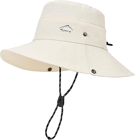 Century Star 2-in-1 Sun Hat for Women, UPF 50+ Wide Brim Bucket Hat, Adjustable & Foldable for Outdoor, Beach, Fishing