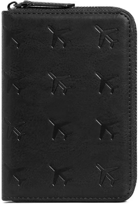 Passport Holder for Travel RFID Blocking Wallet Women Handbag Credit Cards Flight Ticket Organizer Card Holder (Black)