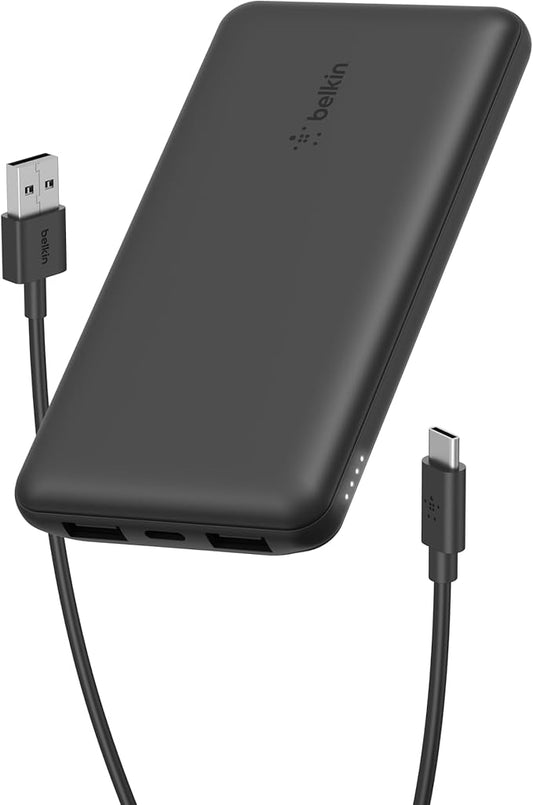 Belkin Portable Charger - 15W 3 Port Power Bank Battery Pack with 10000mAh Battery - Fast Charging for iPhone, Samsung Pho...