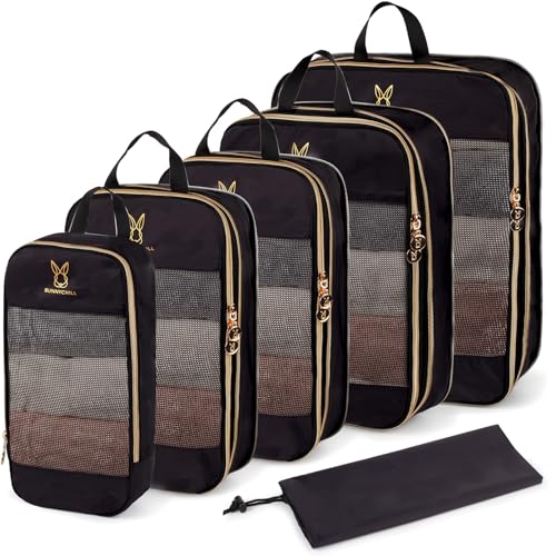 Expandable Compression Packing Cubes for Suitcases,6 Set Lightweight Compressible Travel Packing Organizer for Carry on Su...