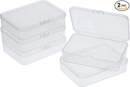 2Pcs Small Transparent Plastic Storage Boxes - Portable Travel Cases, Multipurpose Solution for Beads, Jewelry, Cards, Cra...