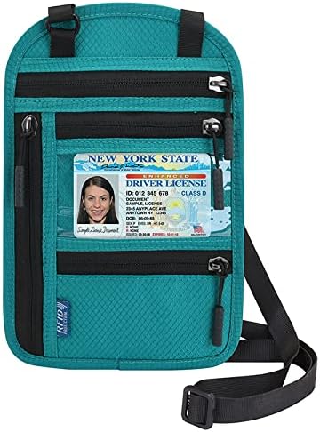 Puwuzixi Passport Holder for Travel, RFID Travel Pouch Neck Wallet, Waterproof Passport Wallet for Women and Men, Lake Blue
