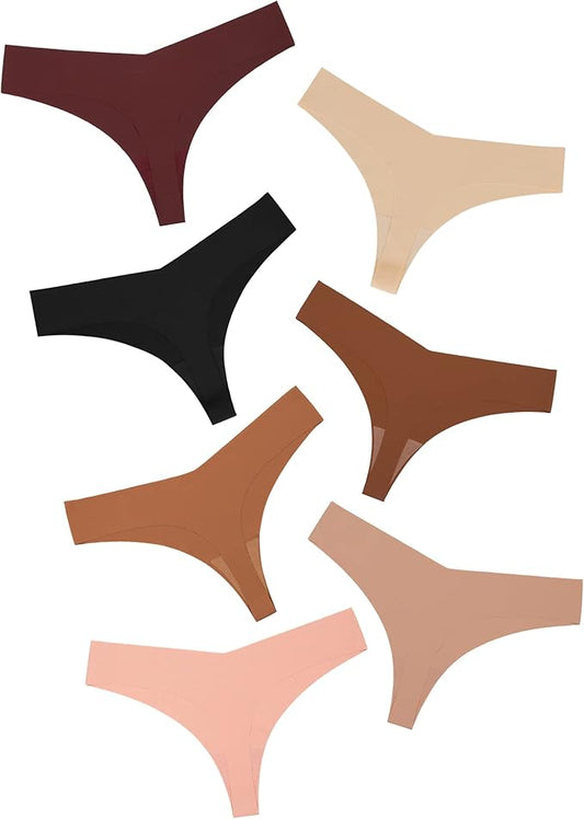DEANGELMON Seamless Thongs for Women No Show Thong Underwear Women Comfortable Multiple Pack