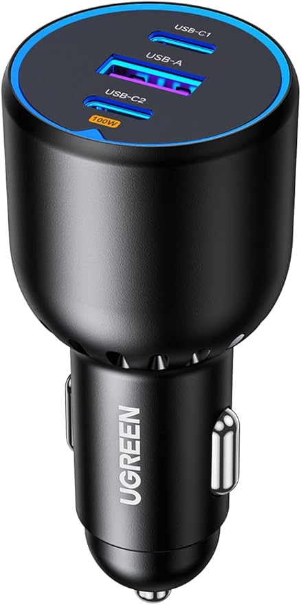 UGREEN 130W USB C Car Charger, Type C Car Charger Adapter Compatible with iPhone 17 17 Air 17 Pro 17 Pro Max 16 16 Plus 16...