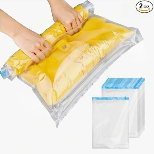 2PCS compression bag 19.6inx13.7in, no vacuum or pump required, hand rolled storage bag, suitable for clothing storage, Tr...