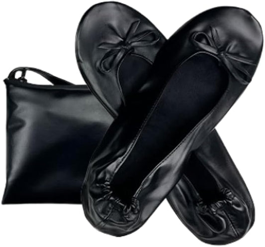 ccafgho Women's Foldable Ballet Flats Portable Slip-On Shoes for Wedding, Travel, Work & Driving