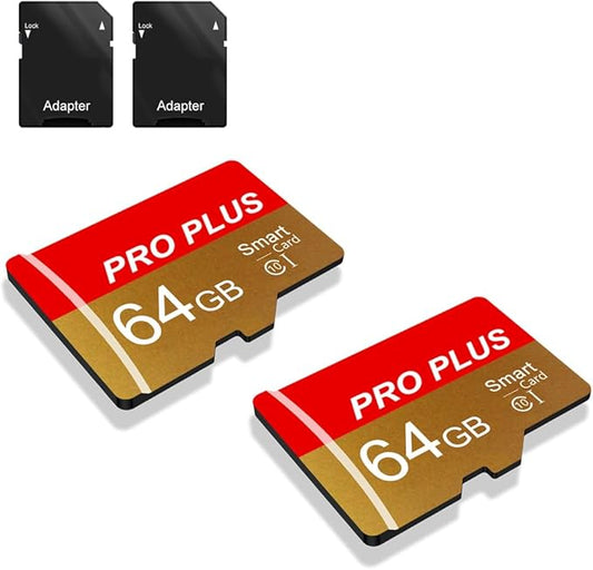 2 Pack Memory Card 64GB with Adapter, High Speed TF Card, UHS-I C10 A1 Memory TF Card for Tablet/Mobile Phone/Camera/Car A...