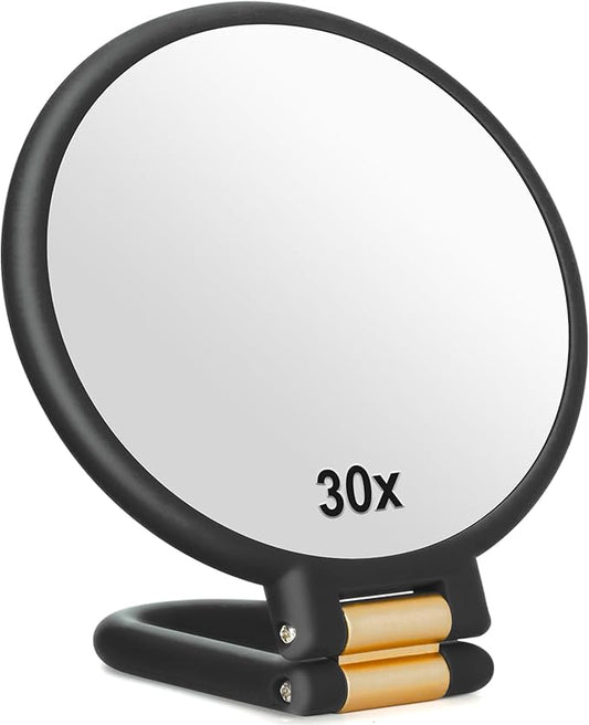 Sifolo 30x Magnifying Mirror, Travel Hand Mirrors with Handle - Double Side Handheld Mirror with 1X 30X Magnification & Ad...