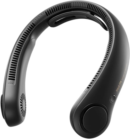 JISULIFE Portable Neck Fan Upgraded, Neckbrace Personal Hands Free, 5 Speed Gears Adjustment, 5000 mAh Wearable Bladeless ...