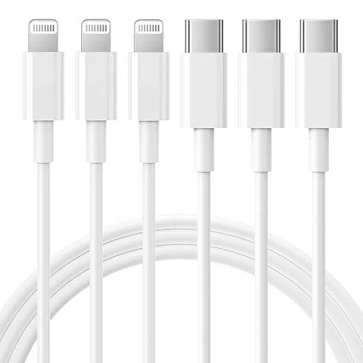 RCTech USB C to Lightning Cable 3Pack 6FT [MFi Certified] iPhone Fast Charger Cable USB-C Power Delivery Charging Cord for...