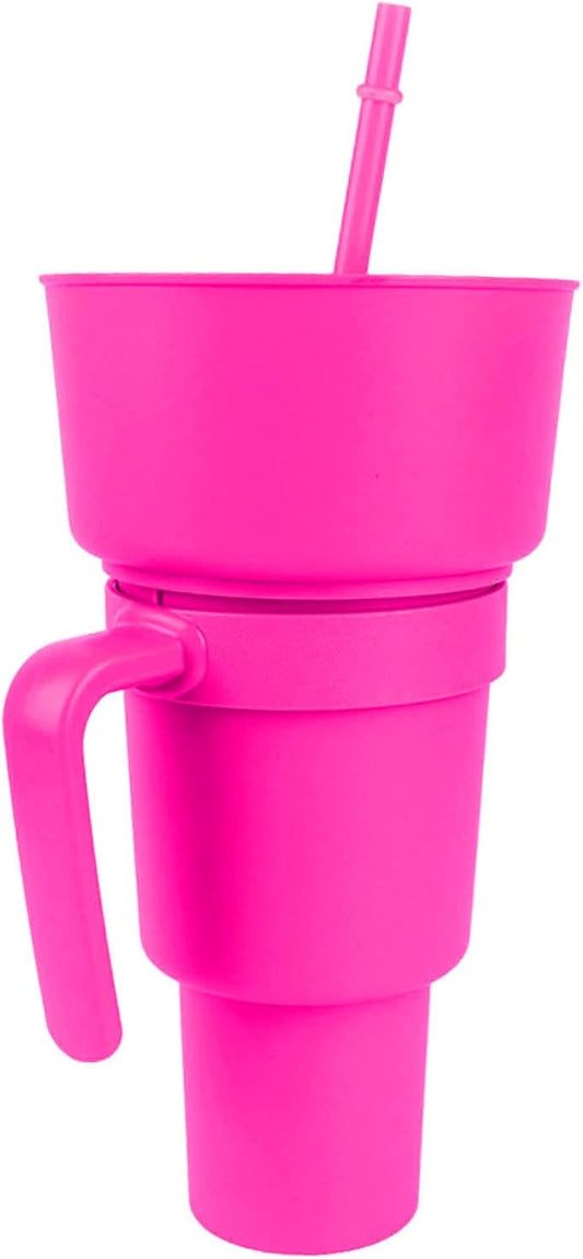 Mrisata Snack and Drink Cup, 2 in 1 Combo Drink Bowl Cup, Portable Snacks Container Leak Proof, Popcorn with Handle with S...